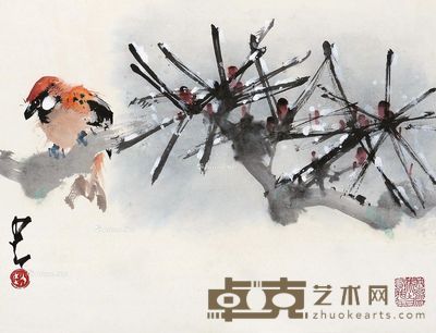 赵少昂 寒雀图 29×37.5cm