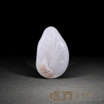 陈祖雄和田玉籽料兰花挂件（独籽） 3.6×2.3×1.2cm       15g