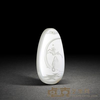 王如东和田玉籽料一花一世界牌 6.1×3.1×0.9cm       37g