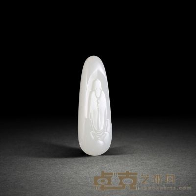 叶清和田玉籽料花开敬佛 5.5×1.8×1.2cm      23g