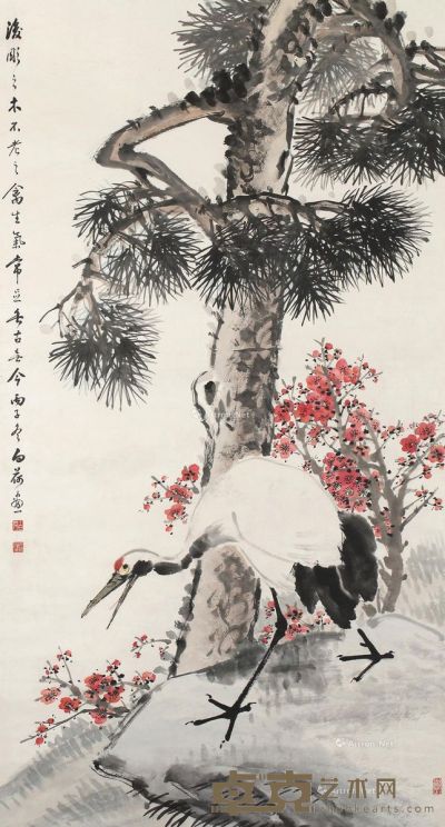 陈白荷 松鹤长春图 151×80.5cm