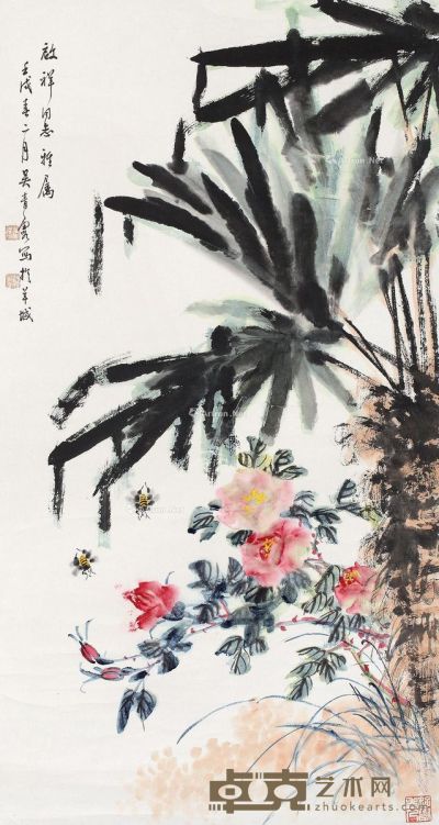吴青霞 花卉 89×47.5cm