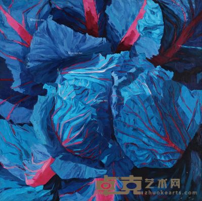 徐晓燕 怒放·蓝粉 147×147cm