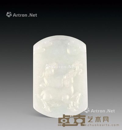 双羊图白玉挂件 高5.8cm