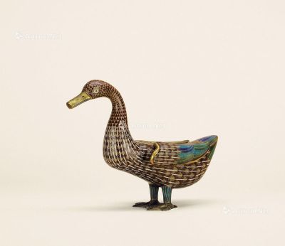 清中期 铜胎掐丝珐琅鸭子摆件