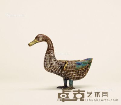 清中期 铜胎掐丝珐琅鸭子摆件 长35cm；高28cm