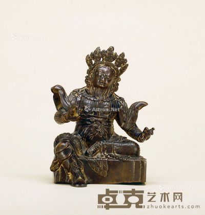 清中期 铜广目天王坐像 高19cm