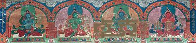 19世纪 《过去现在因果经》诸尊唐卡 高54cm;宽12cm