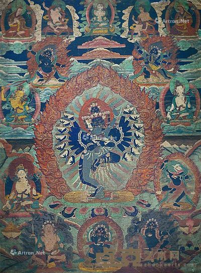 20世纪 喜金刚唐卡 高76cm;宽53cm