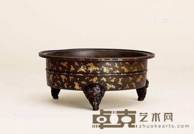 清 铜点金象足洗式炉 口径17.9cm；重1051.3g