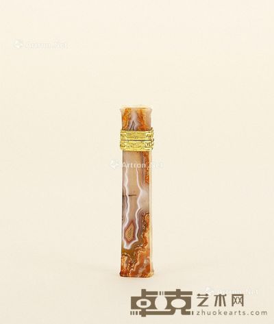 清乾隆 南红玛瑙香料盖瓶 高9.5cm