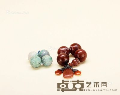 清 翡翠 南红节珠 (各4颗) --