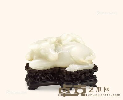 清乾隆 白玉雕卧牛童子摆件 长10.5cm