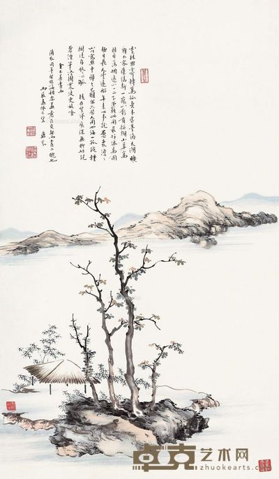 梁鼎芬 云林寄兴图 83×42cm