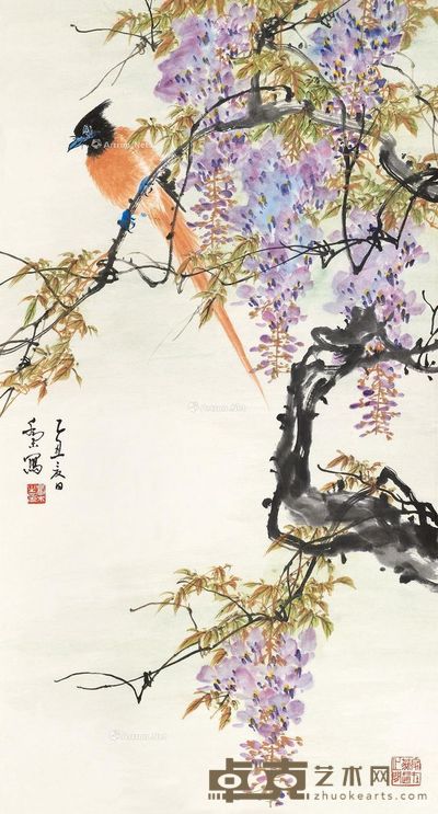 乔木 花鸟 48×88cm