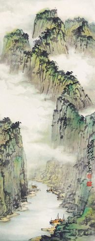 赵少昂 青绿山水