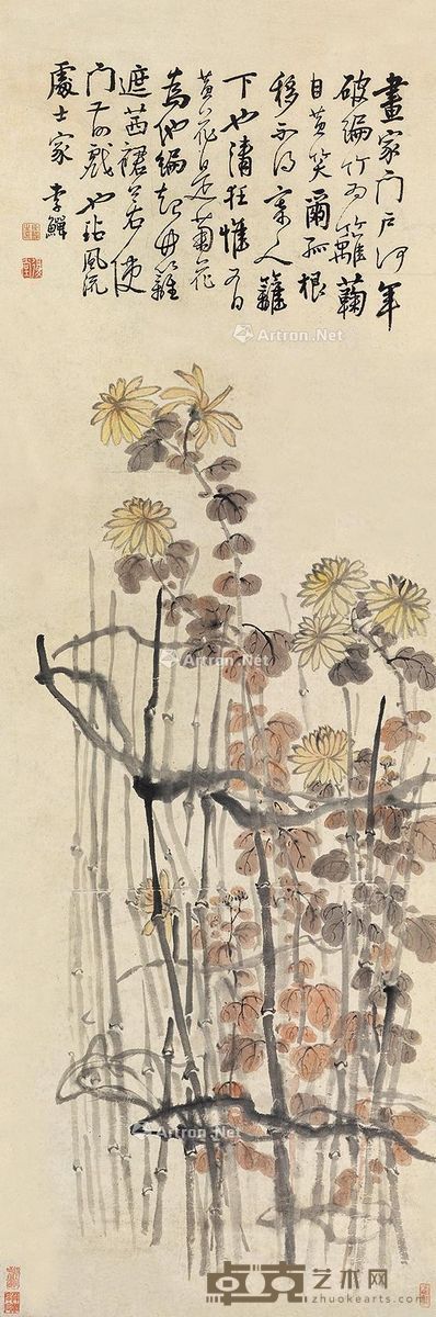 李鱓 花卉 139×46cm