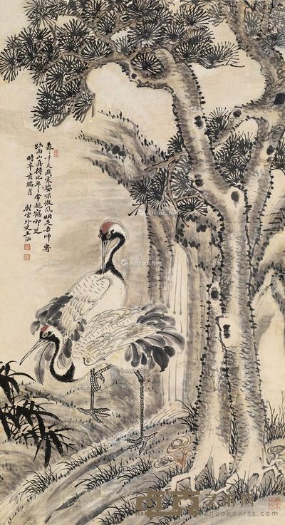 王涵 松鹤图 141×75cm