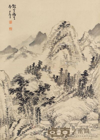 松年 山水 68×49cm