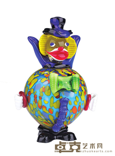 威尼斯珐琅彩玻璃小丑 H19cm