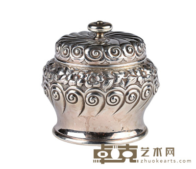 高浮雕纯银茶叶罐 139g H9cm