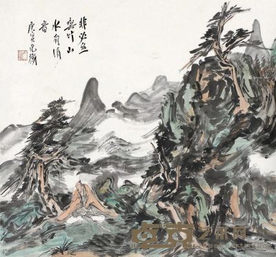 范扬 竹林仙隐图 85×95cm