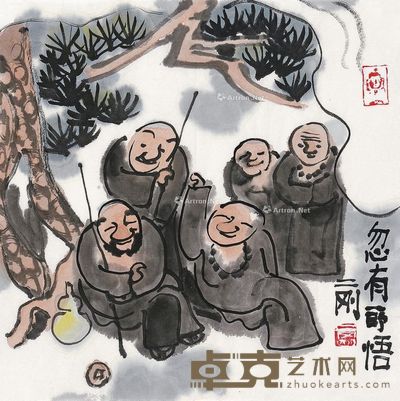 刘二刚 忽有所悟 34.5×34.5cm