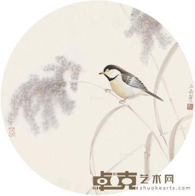 杨立奇 芦草翠鸟 直径31cm