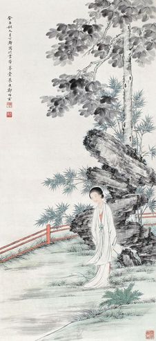 郑师玄 梧桐仕女