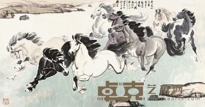 刘旦宅 八骏图 67×130cm