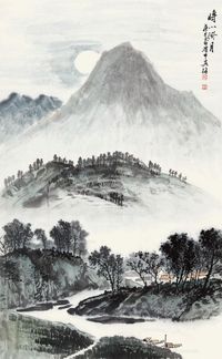 吴梅 山水