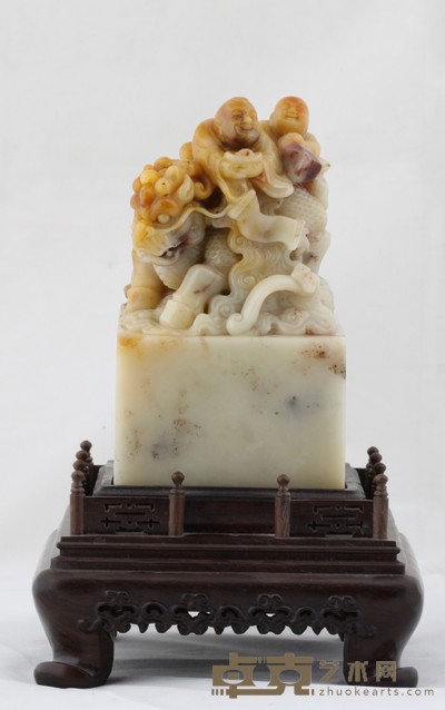 芙蓉印章 童子麒麟钮 15×8.5×8.5cm