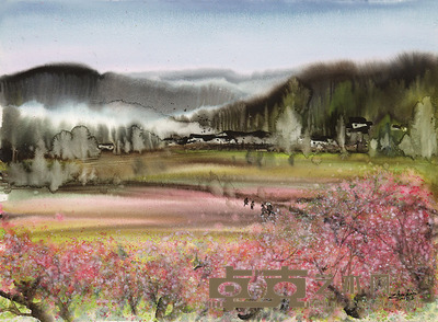 朱斌 水彩风景 75×55cm