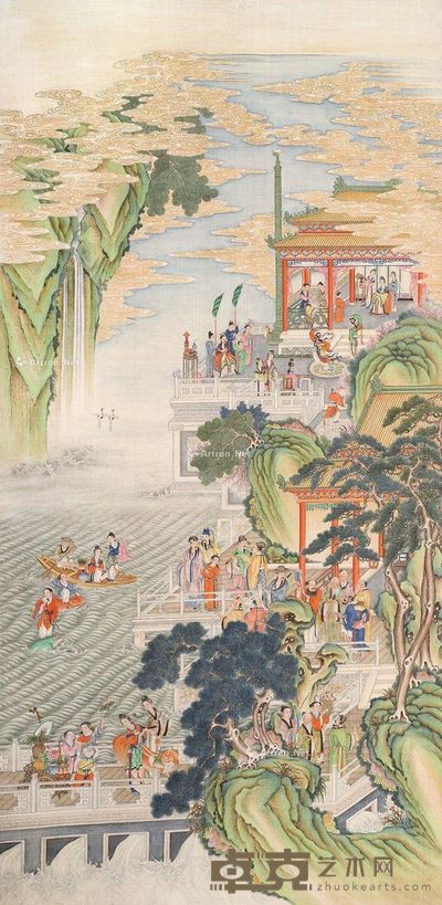 佚名 群仙祝寿图 133×65cm