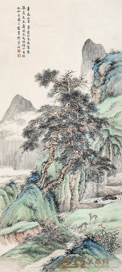 郭兰祥 百禄九如图 114×49cm