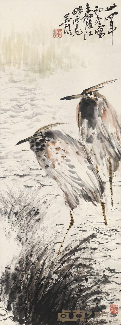 吴弗之 双鹭图 82×31cm