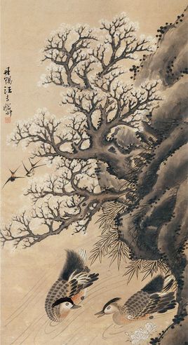 汪吉麟 春梅百合图