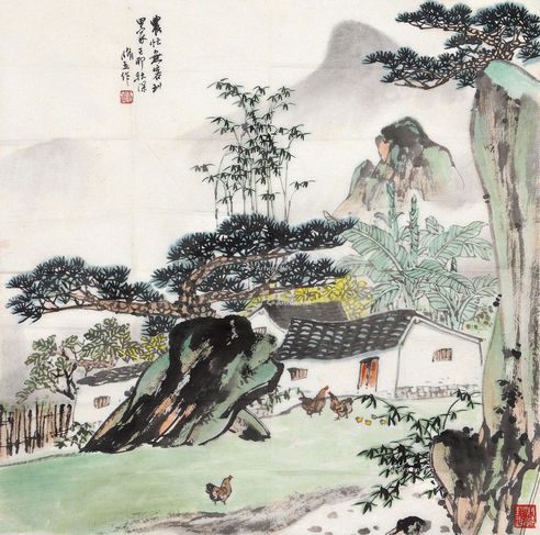 朱修立 田家春色图