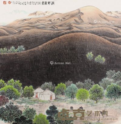 黄名芊 漠野新绿 68×68cm