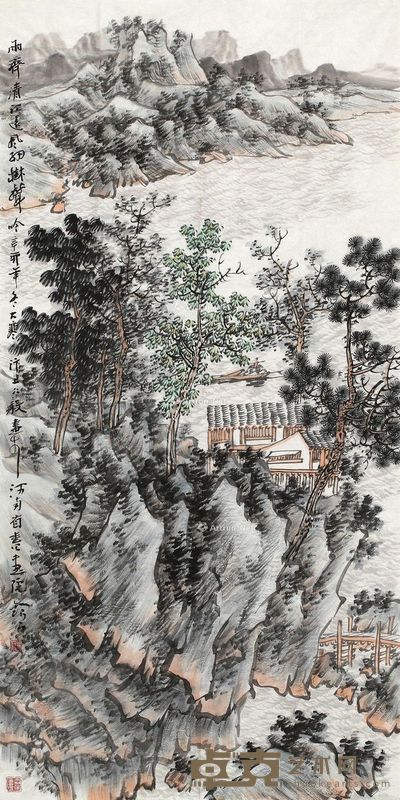谢冰毅 雨霁清江 68×136cm