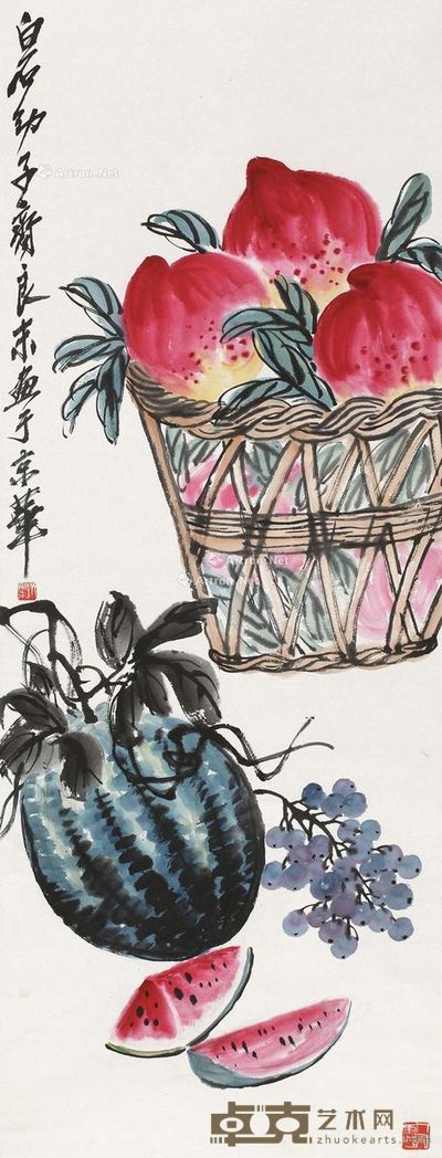 齐良末 寿桃 48×126cm