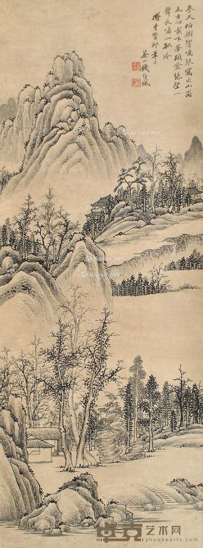 钱维城 山水 105×38cm