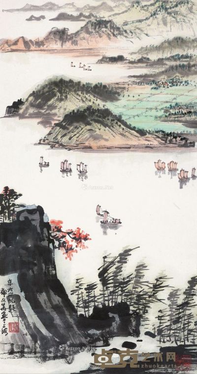 郁文华 太湖帆影 70×36.5cm