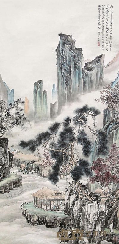 胡也佛 山水 134×67cm