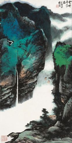 刘怀山 云峡舟行图