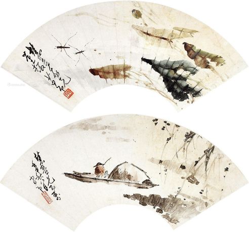 赵少昂 山水 虫草