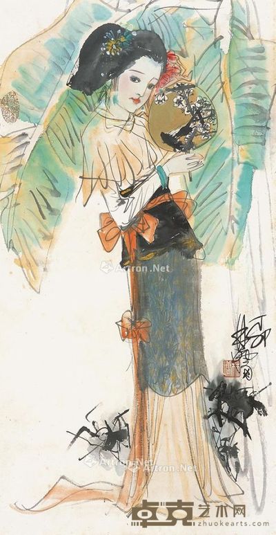 林墉 仕女 97×50cm
