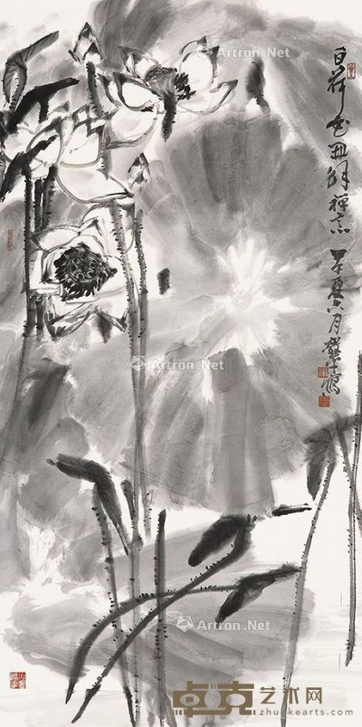许敦平 白荷 137.5×69cm