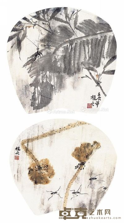 许晓彬 雨后·听荷 28×33cm×2
