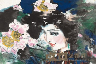 林墉 荷花少女 46×68cm